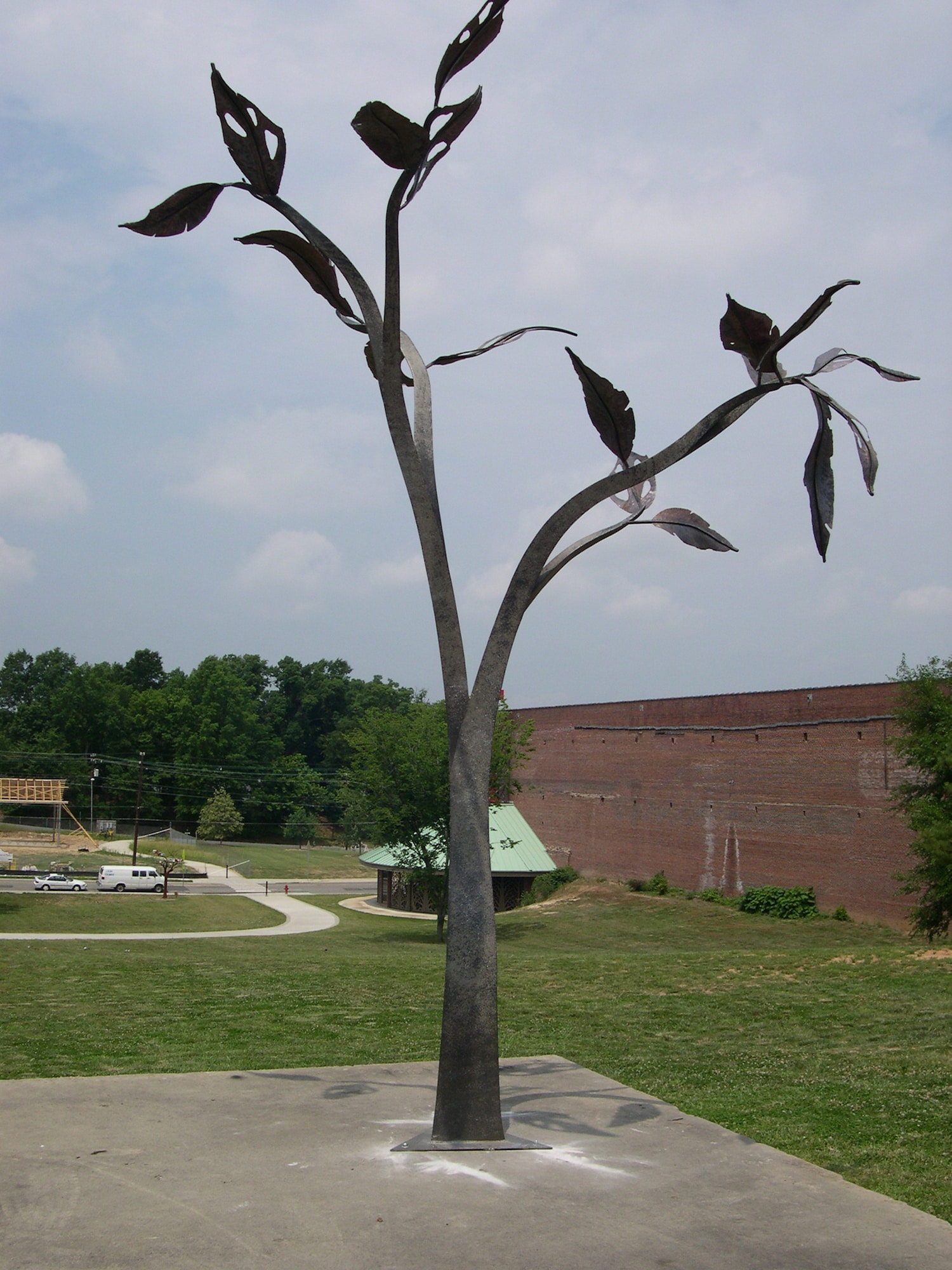 Steel and copper tree sculpture